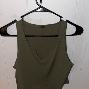 Olive Green Cropped Women's Tank Top